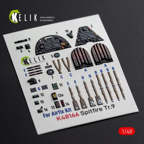 Kelik Spitfire TR.9 - interior 3D decals for Airfix - 3D belsőtér-részletező matricakészlet