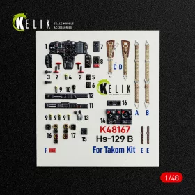   Kelik Hs-129 B - interior 3D decals for Takom kit - 3D belsőtér-részletező matricakészlet