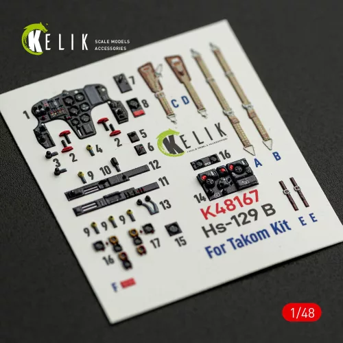 Kelik Hs-129 B - interior 3D decals for Takom kit - 3D belsőtér-részletező matricakészlet
