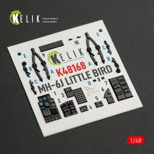 Kelik MH-6J Little Bird - interior 3D decals for ICM kit - 3D belsőtér-részletező matricakészlet