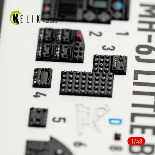 Kelik MH-6J Little Bird - interior 3D decals for ICM kit - 3D belsőtér-részletező matricakészlet