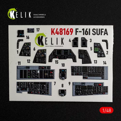 Kelik F-16I SUFA - interior 3D decals for GWH kit - 3D belsőtér-részletező matricakészlet