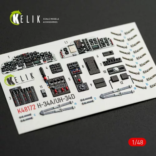 Kelik H-34A/UH-34D - interior 3D decals for Italeri kit - 3D belsőtér-részletező matricakészlet