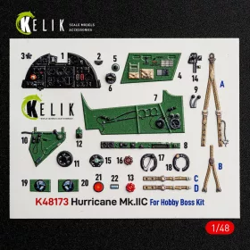   Kelik Hurricane Mk.IIC - interior 3D decals for Hobby Boss - 3D belsőtér-részletező matricakészlet