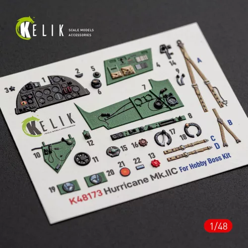 Kelik Hurricane Mk.IIC - interior 3D decals for Hobby Boss - 3D belsőtér-részletező matricakészlet