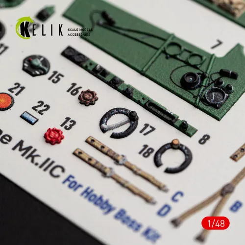 Kelik Hurricane Mk.IIC - interior 3D decals for Hobby Boss - 3D belsőtér-részletező matricakészlet