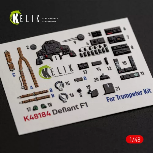 Kelik Defiant F1 - interior 3D decals for Trumpeter - 3D belsőtér-részletező matricakészlet