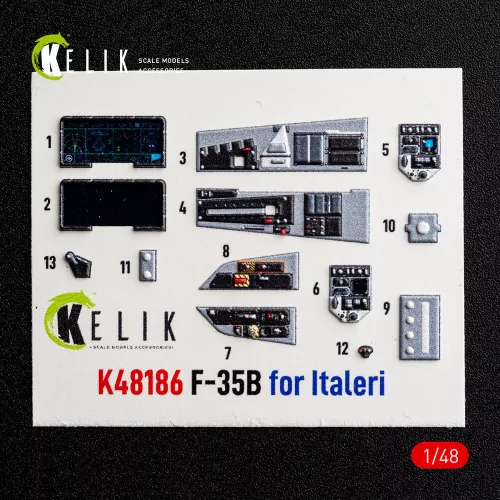 Kelik F-35B - interior 3D decals for Italeri - 3D belsőtér-részletező matricakészlet