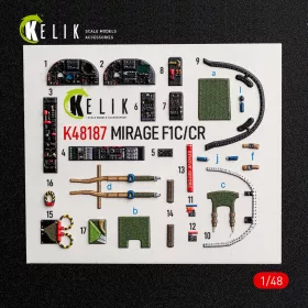   Kelik Mirage F1C/CR - interior 3D decals for Italeri - 3D belsőtér-részletező matricakészlet