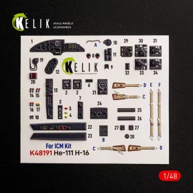   Kelik He-111 H-16 - interior 3D decals for ICM - 3D belsőtér-részletező matricakészlet