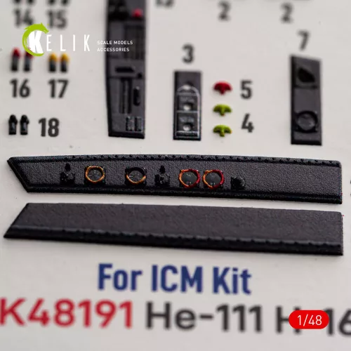 Kelik He-111 H-16 - interior 3D decals for ICM - 3D belsőtér-részletező matricakészlet