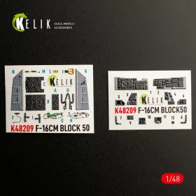   Kelik F-16CM - interior 3D decals for Great Wall Hobby - 3D belsőtér-részletező matricakészlet