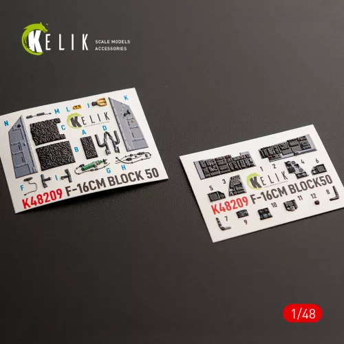 Kelik F-16CM - interior 3D decals for Great Wall Hobby - 3D belsőtér-részletező matricakészlet