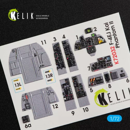 Kelik F-4EJ Kai Phantom II interior 3D decals for Hasegawa kit - 3D belsőtér-részletező matricakészlet