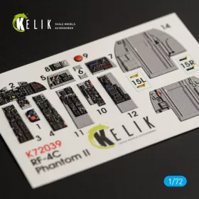   Kelik RF-4C Phantom II interior 3D decals for Hasegawa kit - 3D belsőtér-részletező matricakészlet
