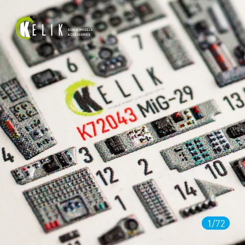 Kelik MiG-29 Fulcrum-A 9-12 interior 3D decals for GWH kit - 3D belsőtér-részletező matricakészlet