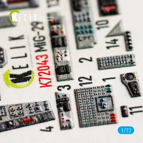 Kelik MiG-29 Fulcrum-A 9-12 interior 3D decals for GWH kit - 3D belsőtér-részletező matricakészlet