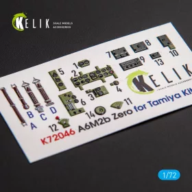  Kelik A6M2B Zero - interior 3D decals for Tamiya kit - 3D belsőtér-részletező matricakészlet