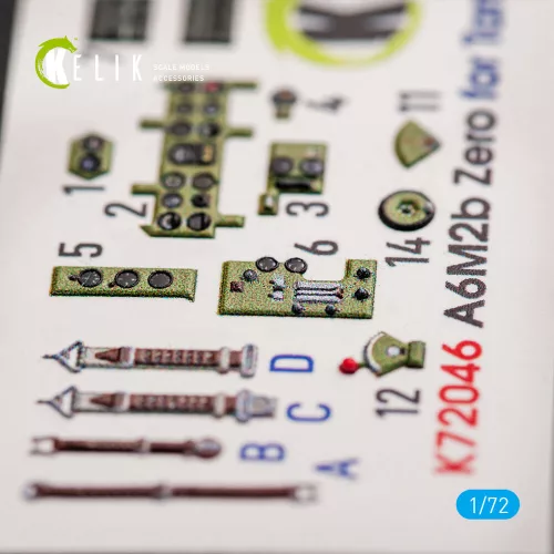 Kelik A6M2B Zero - interior 3D decals for Tamiya kit - 3D belsőtér-részletező matricakészlet