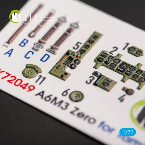 Kelik A6M3 Zero - interior 3D decals for Tamiya kit - 3D belsőtér-részletező matricakészlet
