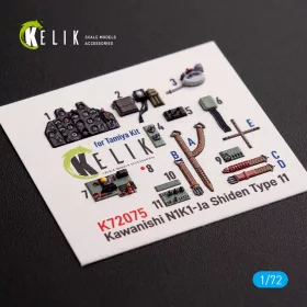   Kelik N1K1-Ja Shiden Type 11 interior 3D decals for Tamiya kit - 3D belsőtér-részletező matricakészlet
