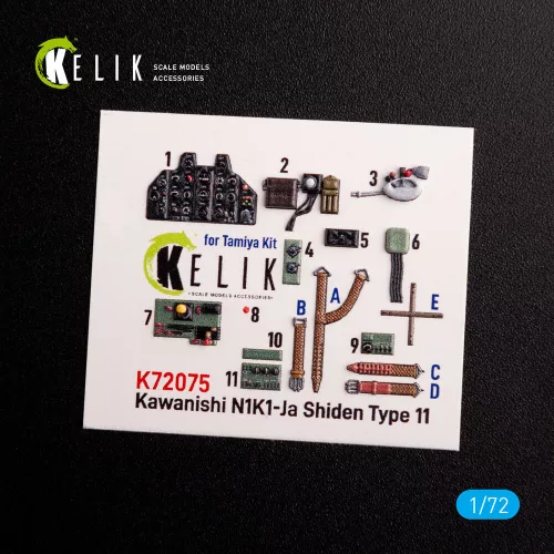 Kelik N1K1-Ja Shiden Type 11 interior 3D decals for Tamiya kit - 3D belsőtér-részletező matricakészlet