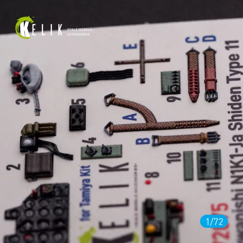 Kelik N1K1-Ja Shiden Type 11 interior 3D decals for Tamiya kit - 3D belsőtér-részletező matricakészlet