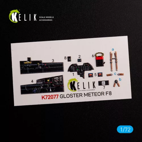 Kelik Gloster Meteor F.8 interior 3D decals for Airfix kit - 3D belsőtér-részletező matricakészlet