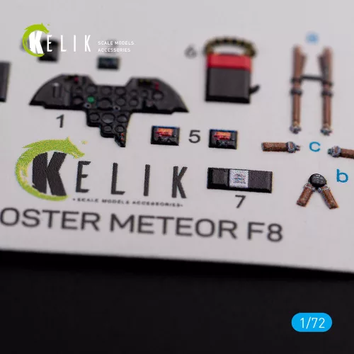 Kelik Gloster Meteor F.8 interior 3D decals for Airfix kit - 3D belsőtér-részletező matricakészlet