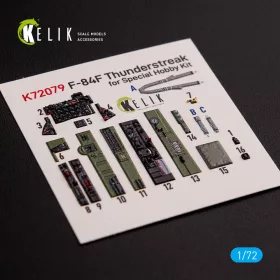   Kelik F-84F Thunderstreak interior 3D decals for Special Hobby kit - 3D belsőtér-részletező matricakészlet