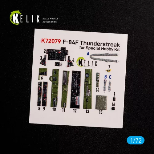 Kelik F-84F Thunderstreak interior 3D decals for Special Hobby kit - 3D belsőtér-részletező matricakészlet