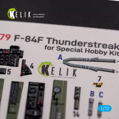 Kelik F-84F Thunderstreak interior 3D decals for Special Hobby kit - 3D belsőtér-részletező matricakészlet