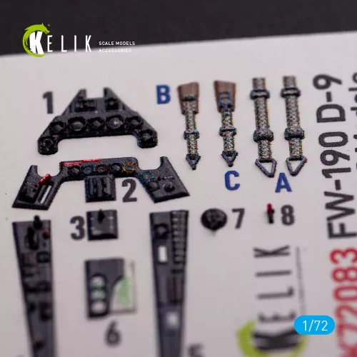 Kelik Fw 190 D-9 interior 3D decals for IBG Models kit - 3D belsőtér-részletező matricakészlet