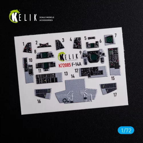 Kelik F-14A Tomcat - interior 3D decals for Hasegawa kit - 3D belsőtér-részletező matricakészlet