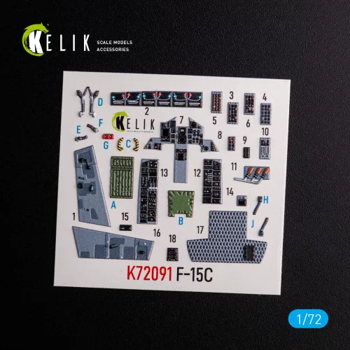 Kelik F-15C - interior 3D decals for FineMolds kit - 3D belsőtér-részletező matricakészlet