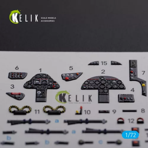 Kelik Folland Gnat T.1 interior 3D decals for Airfix kit - 3D belsőtér-részletező matricakészlet