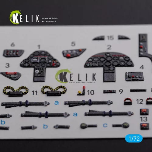Kelik Folland Gnat T.1 interior 3D decals for Airfix kit - 3D belsőtér-részletező matricakészlet