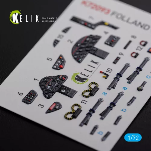 Kelik Folland Gnat T.1 interior 3D decals for Airfix kit - 3D belsőtér-részletező matricakészlet
