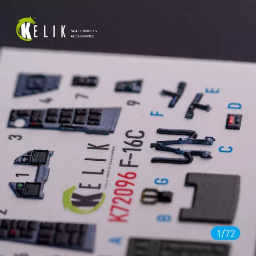 Kelik F-16C - interior 3D decals for Hasegawa kit - 3D belsőtér-részletező matricakészlet