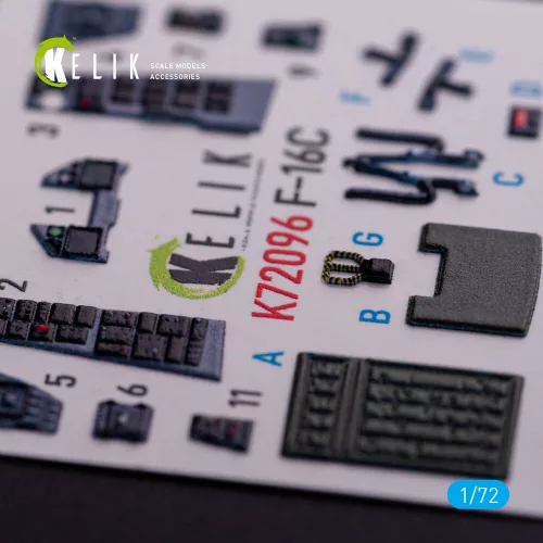 Kelik F-16C - interior 3D decals for Hasegawa kit - 3D belsőtér-részletező matricakészlet