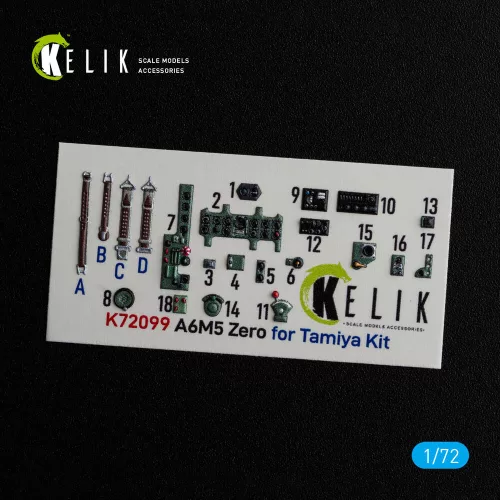 Kelik A6M5 Zero - interior 3D decals for Tamiya kit - 3D belsőtér-részletező matricakészlet