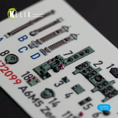 Kelik A6M5 Zero - interior 3D decals for Tamiya kit - 3D belsőtér-részletező matricakészlet