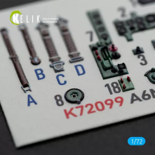 Kelik A6M5 Zero - interior 3D decals for Tamiya kit - 3D belsőtér-részletező matricakészlet