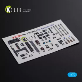   Kelik HE-219 UHU interior 3D decals for Dragon kit - 3D belsőtér-részletező matricakészlet