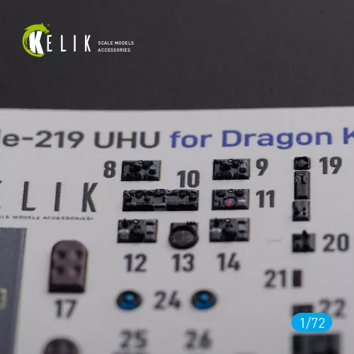 Kelik HE-219 UHU interior 3D decals for Dragon kit - 3D belsőtér-részletező matricakészlet