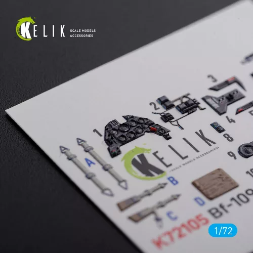 Kelik BF109 G-6 interior 3D decals for Tamiya kit - 3D belsőtér-részletező matricakészlet