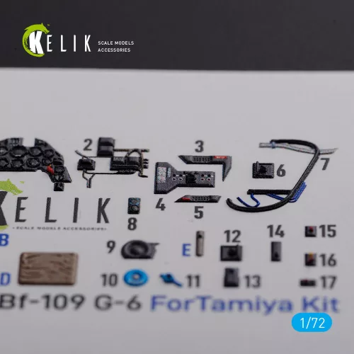 Kelik BF109 G-6 interior 3D decals for Tamiya kit - 3D belsőtér-részletező matricakészlet