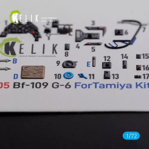 Kelik BF109 G-6 interior 3D decals for Tamiya kit - 3D belsőtér-részletező matricakészlet