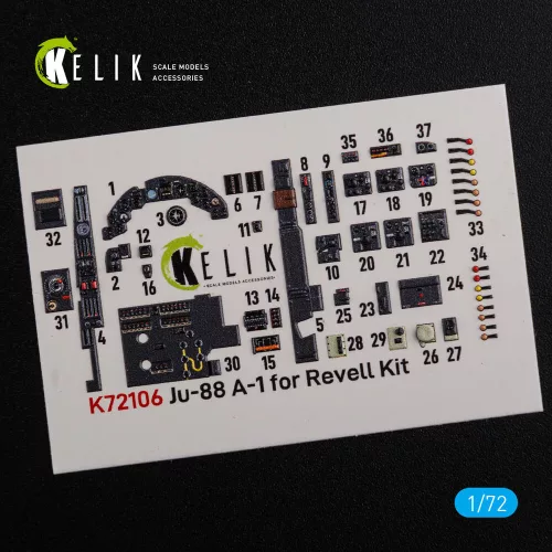Kelik Ju-88 A-1 interior 3D decals for Revell kit - 3D belsőtér-részletező matricakészlet