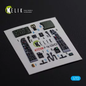   Kelik F-16 CG/CJ interior 3D decals for Academy kit - 3D belsőtér-részletező matricakészlet